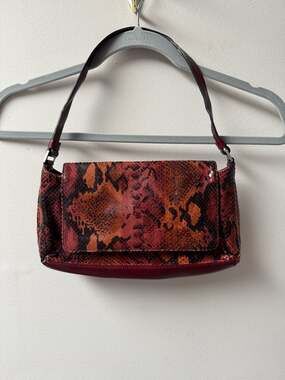 Kenneth Cole Y2K Red Python Embossed Faux Snakeskin Shoulder Bag